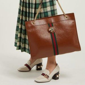 Authentic GUCCI Rajah Large Brown Leather Tote Bag